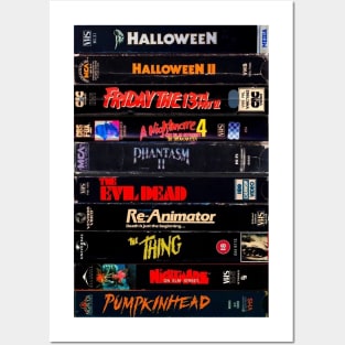 Retro Horror Movies VHS Stacks Posters and Art